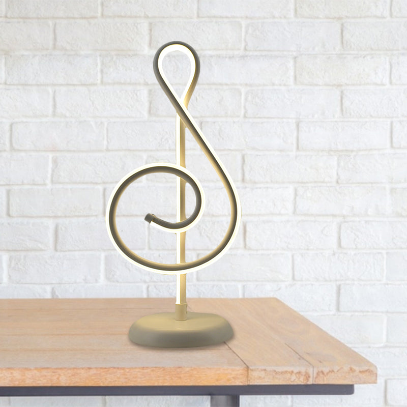 Black/White/Gold Musical Note Desk Lamp Minimalism LED Metal Night Table Lighting with Round Pedestal in Warm/White Light Clearhalo 'Lamps' 'Table Lamps' Lighting' 1805322