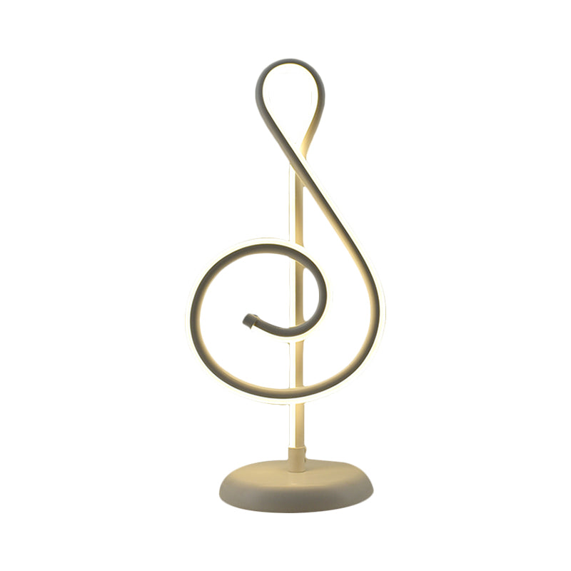 Black/White/Gold Musical Note Desk Lamp Minimalism LED Metal Night Table Lighting with Round Pedestal in Warm/White Light Clearhalo 'Lamps' 'Table Lamps' Lighting' 1805324