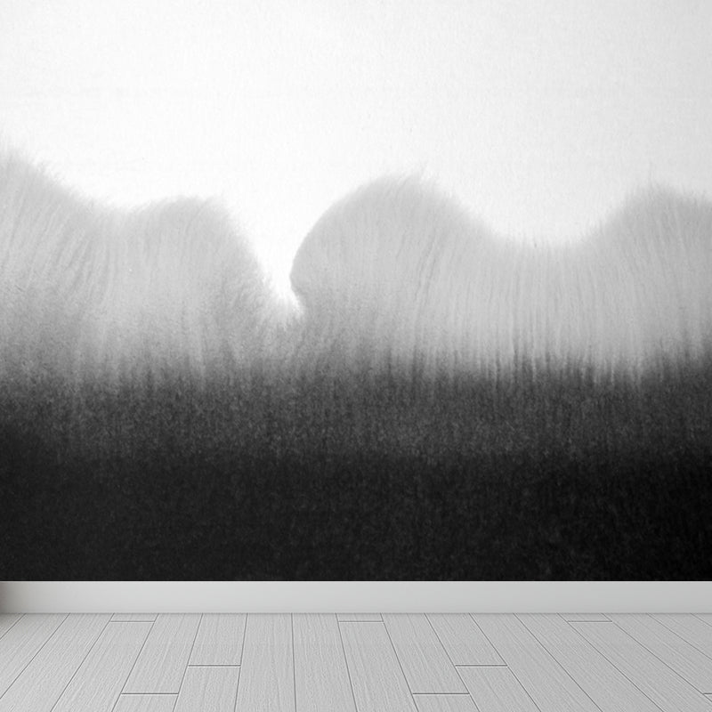 Big Ink Painting Mural Wallpaper Minimalism Abstract Wall Art in Black and White Black Design 1 Clearhalo 'Wall Decor' 'Wall Mural' 1805709