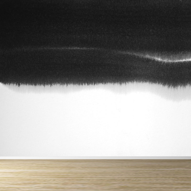 Big Ink Painting Mural Wallpaper Minimalism Abstract Wall Art in Black and White Clearhalo 'Wall Decor' 'Wall Mural' 1805720