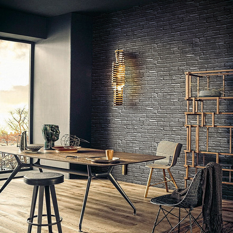 Romantic Retro Horizontal Brick Waterproof Non-Pasted Wallpaper, 33' by 20.5" Grey Clearhalo 'Industrial wall decor' 'Industrial' 'Wallpaper' Wall Decor' 1806034