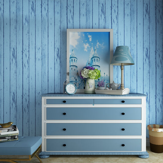 Fresh Color Mediterranean Vertical Stripe Wallpaper, Non-Pasted Blue Clearhalo 'Country wall decor' 'Rustic' 'Wallpaper' Wall Decor' 1806310