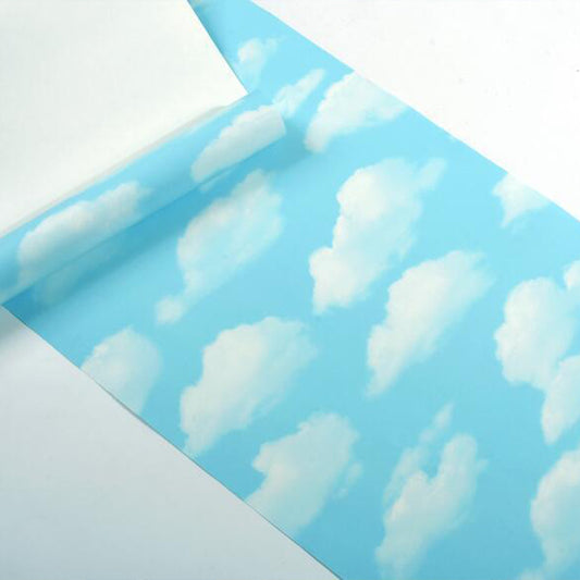 Simple Light Sky and Cloud Moisture-Resistant Non-Pasted Wallpaper for Boys, 33'L x 20.5"W Clearhalo 'Wall Decor' 'Wallpaper' 1806353