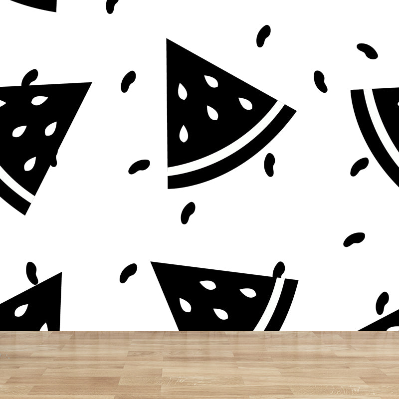 Black and White Modern Mural Decal Big Geometric Shapes Wall Art for Kids Bedroom Black Design 4 Clearhalo 'Wall Decor' 'Wall Mural' 1806728