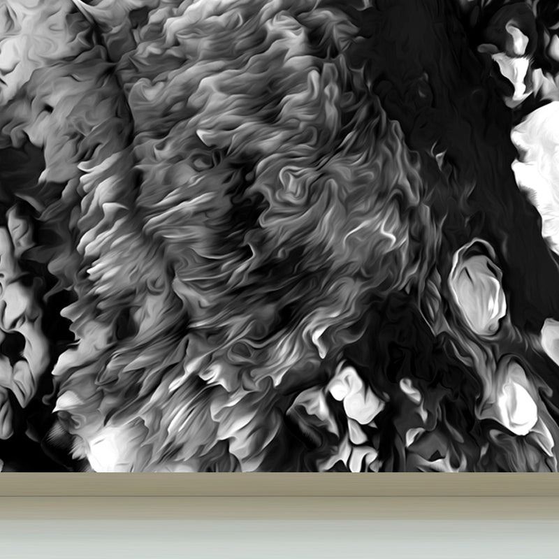 Blossoming Close-Up Wallpaper Mural Black and White Modern Wall Art for Girls Room Clearhalo 'Wall Decor' 'Wall Mural' 1806814