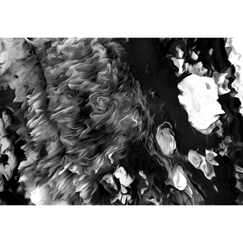 Blossoming Close-Up Wallpaper Mural Black and White Modern Wall Art for Girls Room Clearhalo 'Wall Decor' 'Wall Mural' 1806816