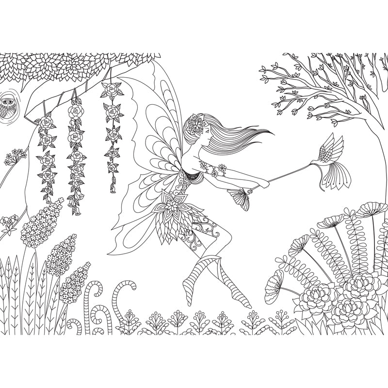 Hand-Print Fairy Tales Mural Black and White Cartoon Wall Decor for ...