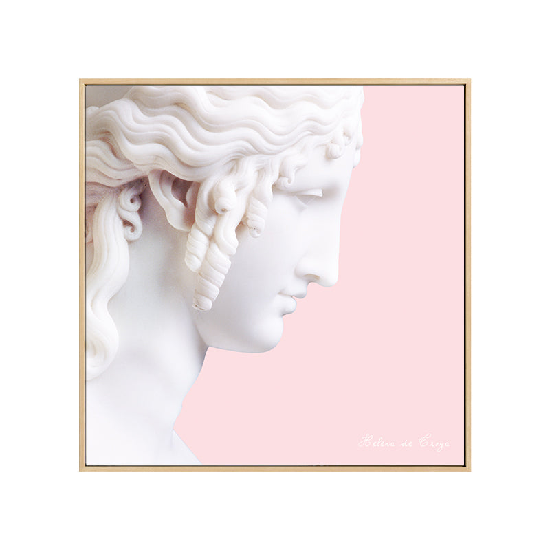 Nordic Plaster Sculpture Canvas Art White Dining Room Wall Decor on Pink, Optional Sizes Clearhalo 'Arts' 'Canvas Art' 1808098