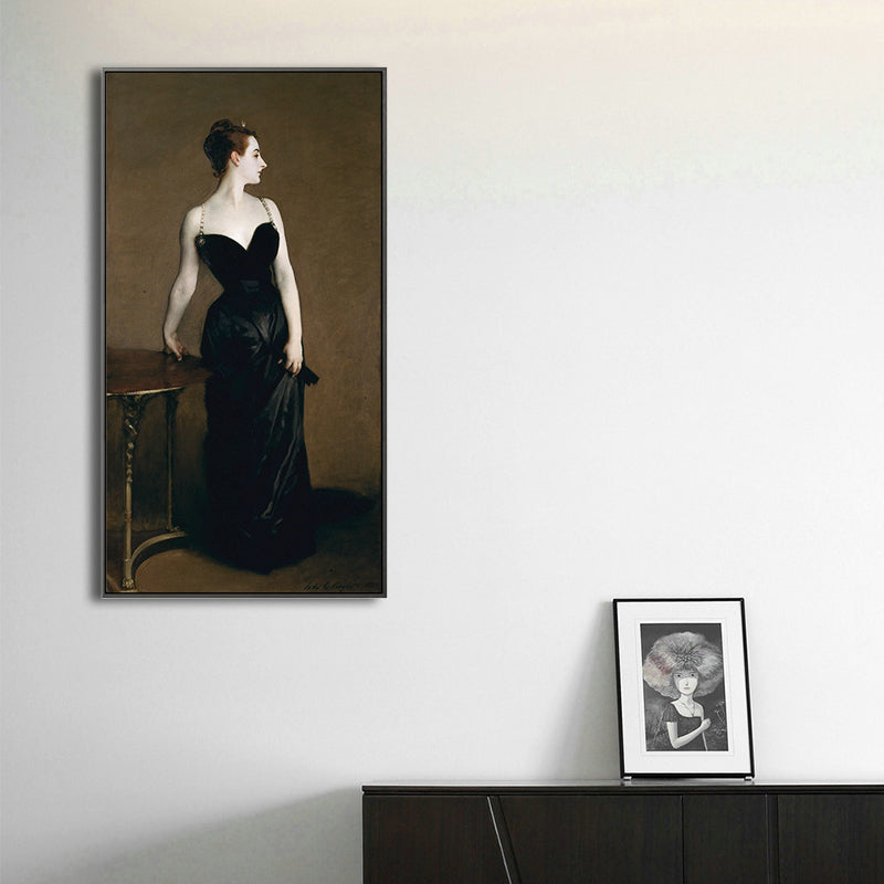 Oil Painting Art Nouveau Canvas with Woman in Black Painting for Sitting Room, Multiple Sizes Black Clearhalo 'Arts' 'Canvas Art' 1808152