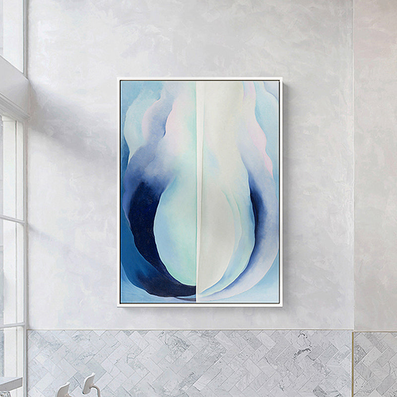 Blue Abstract Canvas Print Textured Contemporary Bedroom Wall Art, Multiple Sizes Clearhalo 'Arts' 'Canvas Art' 1808225