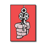 Holding Gun Gesture Pattern Canvas Print Red Pop Art Stylish Wall Decor for Playroom Clearhalo 'Arts' 'Canvas Art' 1808240