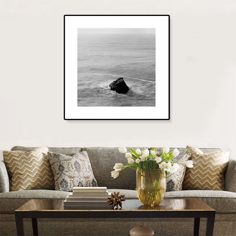 Dark Photograph Sea Scenery Art Print Textured Contemporary Living Room Wall Decor Clearhalo 'Art Gallery' 'Canvas Art' 'Coastal Art Gallery' 'Tropical' Arts' 1808334