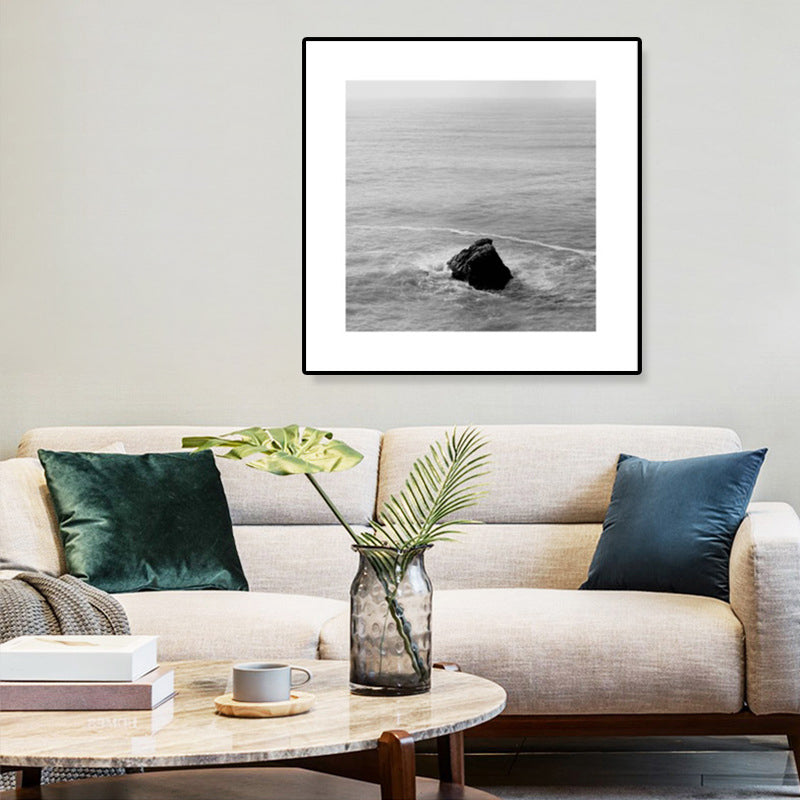 Dark Photograph Sea Scenery Art Print Textured Contemporary Living Room Wall Decor Clearhalo 'Art Gallery' 'Canvas Art' 'Coastal Art Gallery' 'Tropical' Arts' 1808335