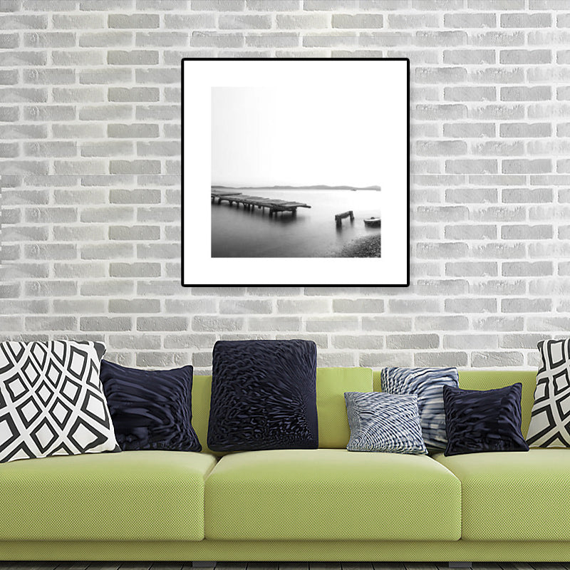 Dark Photograph Sea Scenery Art Print Textured Contemporary Living Room Wall Decor Light Gray Clearhalo 'Art Gallery' 'Canvas Art' 'Coastal Art Gallery' 'Tropical' Arts' 1808340