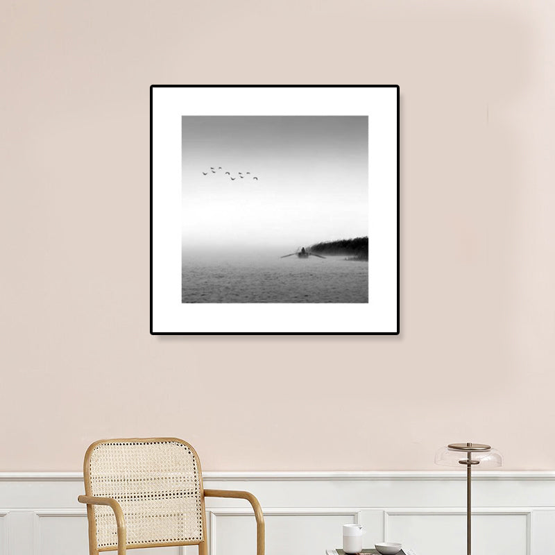 Dark Photograph Sea Scenery Art Print Textured Contemporary Living Room Wall Decor Grey Clearhalo 'Art Gallery' 'Canvas Art' 'Coastal Art Gallery' 'Tropical' Arts' 1808344