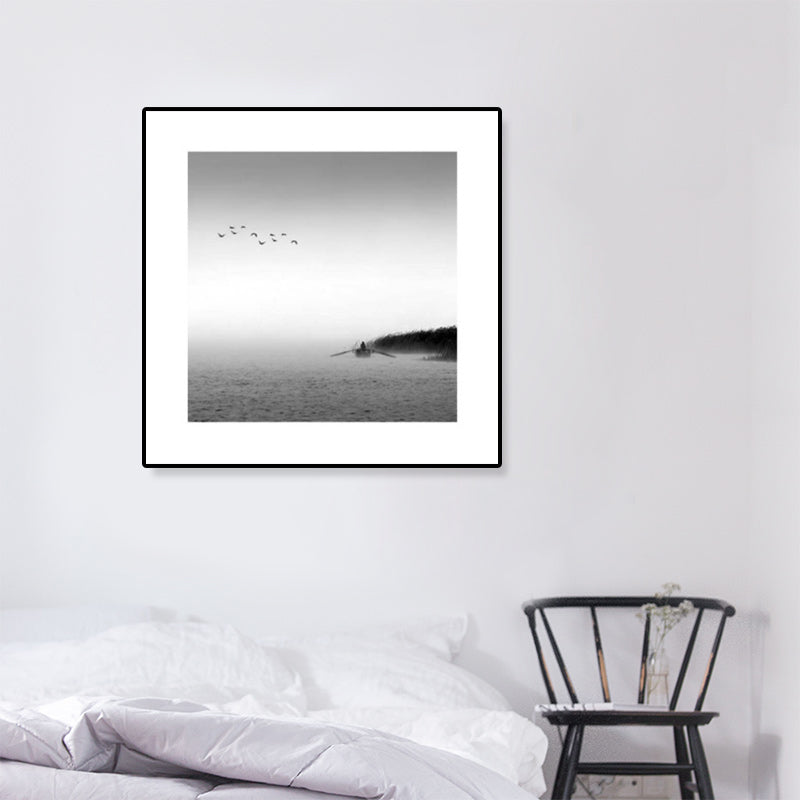 Dark Photograph Sea Scenery Art Print Textured Contemporary Living Room Wall Decor Clearhalo 'Art Gallery' 'Canvas Art' 'Coastal Art Gallery' 'Tropical' Arts' 1808345