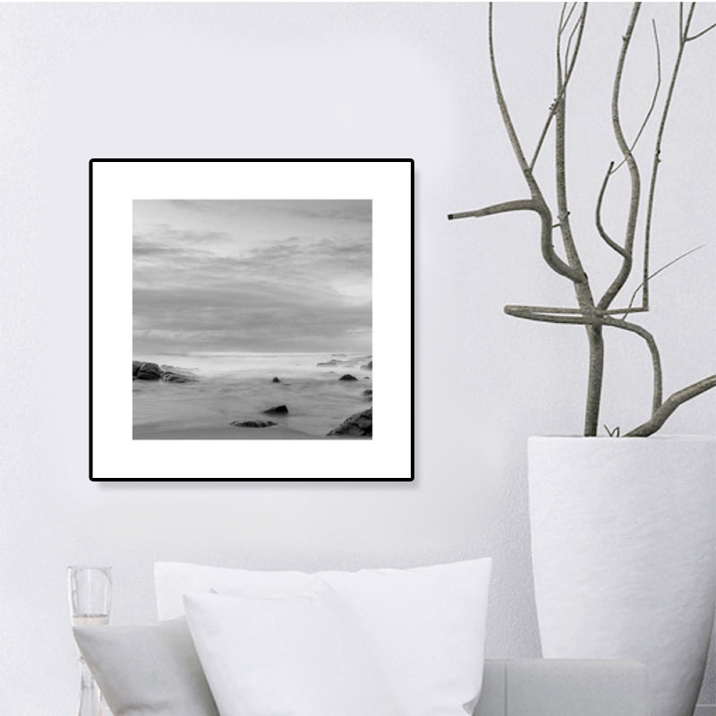 Dark Photograph Sea Scenery Art Print Textured Contemporary Living Room Wall Decor Clearhalo 'Art Gallery' 'Canvas Art' 'Coastal Art Gallery' 'Tropical' Arts' 1808349