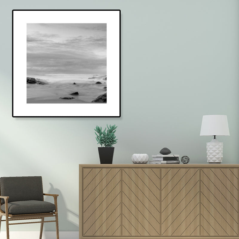 Dark Photograph Sea Scenery Art Print Textured Contemporary Living Room Wall Decor Clearhalo 'Art Gallery' 'Canvas Art' 'Coastal Art Gallery' 'Tropical' Arts' 1808350