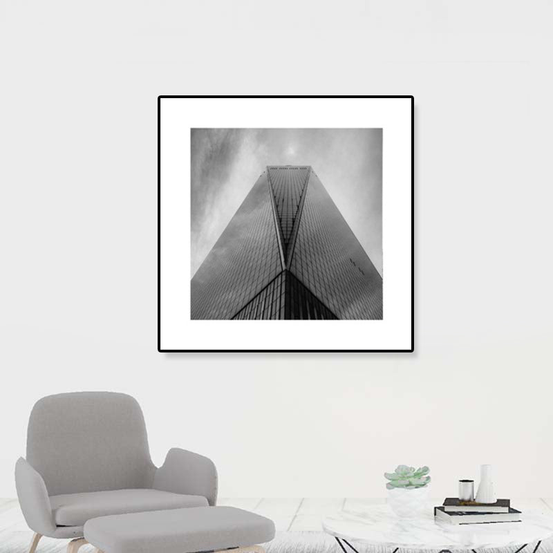 Grey Skyscraper Wall Art Architecture Contemporary Textured Canvas Print for Home Dark Gray Clearhalo 'Art Gallery' 'Canvas Art' 'Contemporary Art Gallery' 'Modern' Arts' 1808362