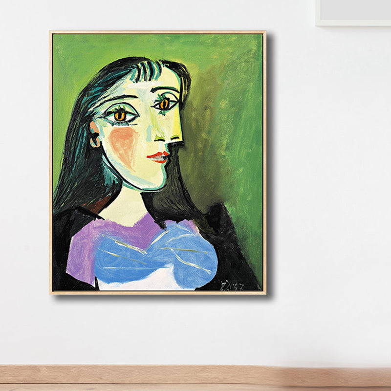 Fauvism Picasso Woman Portrait Painting Pastel Textured Canvas Art for Living Room Black Clearhalo 'Arts' 'Canvas Art' 1808432