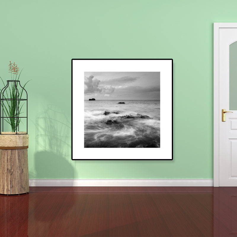 Photograph Ocean Canvas Print Dark Color Modern Wall Art Decor for House Interior Black Clearhalo 'Art Gallery' 'Canvas Art' 'Contemporary Art Gallery' 'Modern' Arts' 1808573