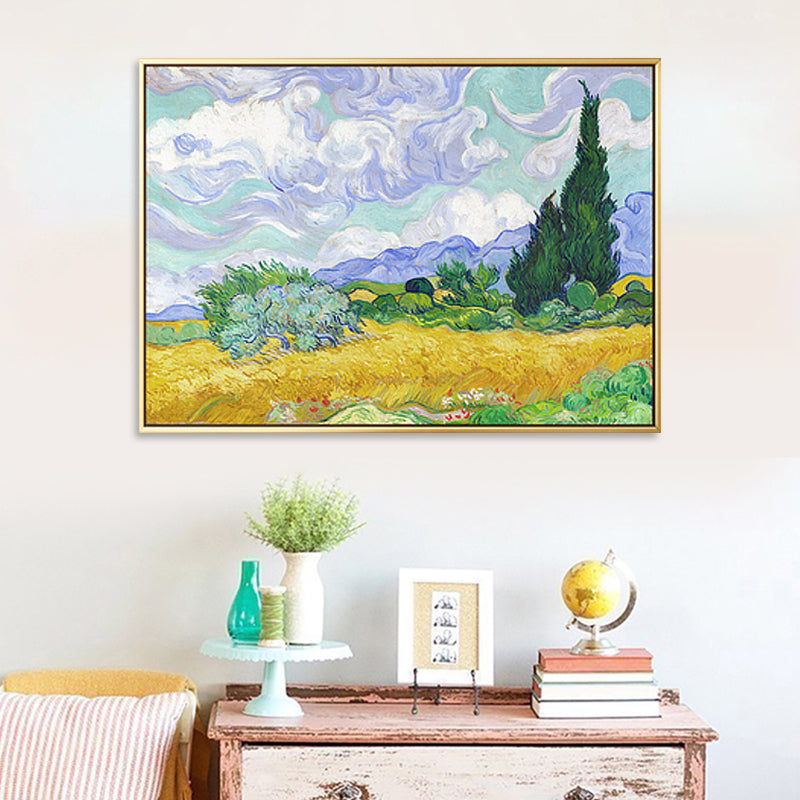 Canvas Textured Art Print Impressionism Farmfield Scenery Painting, Multiple Sizes Yellow Clearhalo 'Arts' 'Canvas Art' 1808638