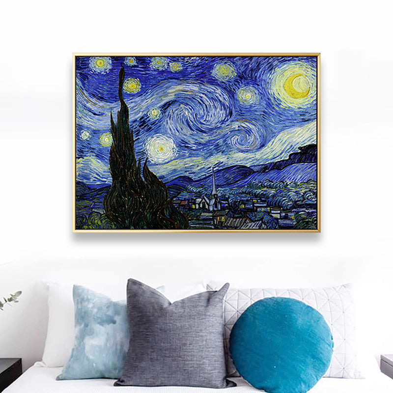 Canvas Textured Art Print Impressionism Farmfield Scenery Painting, Multiple Sizes Blue Clearhalo 'Arts' 'Canvas Art' 1808646