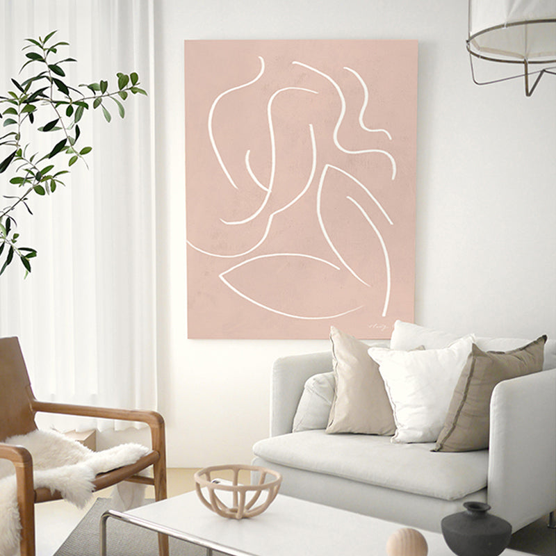 Abstract Expressionism Abstract Wall Art Decor Pastel Color Dining Room Wrapped Canvas Pink Clearhalo 'Arts' 'Canvas Art' 1808729