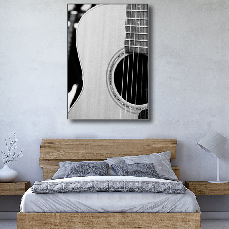 Contemporary Wall Art Grey Photographic Print Guitar Wall Decor for Boys Bedroom Light Gray Clearhalo 'Art Gallery' 'Canvas Art' 'Contemporary Art Gallery' 'Modern' Arts' 1808756