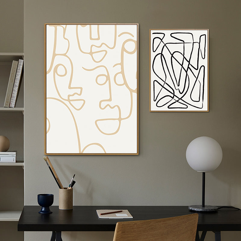 Modello di linea irregolare Decorazioni artistiche da parete soggiorno in tela astratta in tela in colore pastello
