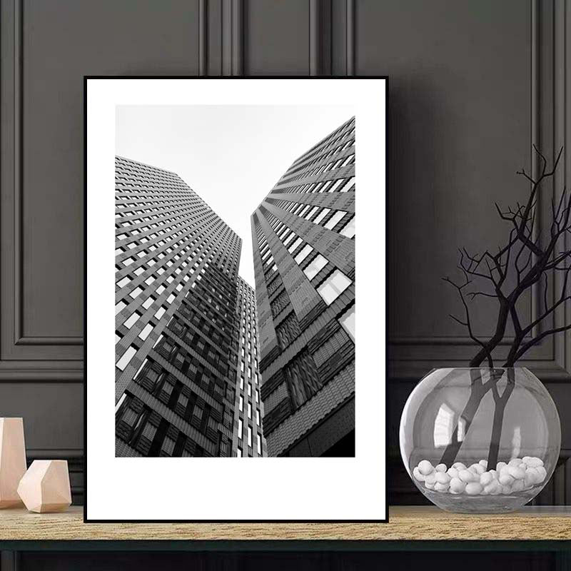 Modern Architecture Wall Art Grey Photo Print Building Canvas for Living Room, Optional Sizes Grey Clearhalo 'Art Gallery' 'Canvas Art' 'Contemporary Art Gallery' 'Modern' Arts' 1808863
