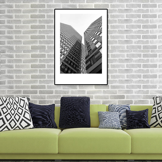 Modern Architecture Wall Art Grey Photo Print Building Canvas for Living Room, Optional Sizes Clearhalo 'Art Gallery' 'Canvas Art' 'Contemporary Art Gallery' 'Modern' Arts' 1808864