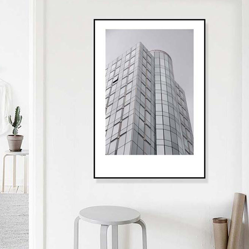 Modern Architecture Wall Art Grey Photo Print Building Canvas for Living Room, Optional Sizes Light Gray Clearhalo 'Art Gallery' 'Canvas Art' 'Contemporary Art Gallery' 'Modern' Arts' 1808869