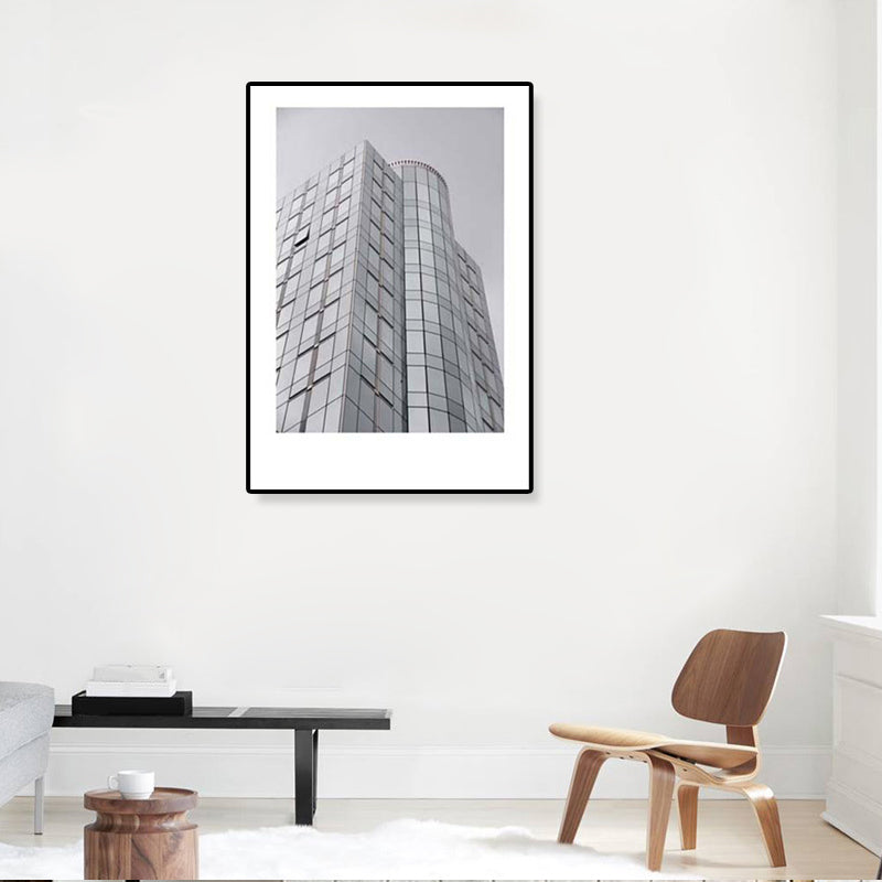 Modern Architecture Wall Art Grey Photo Print Building Canvas for Living Room, Optional Sizes Clearhalo 'Art Gallery' 'Canvas Art' 'Contemporary Art Gallery' 'Modern' Arts' 1808870