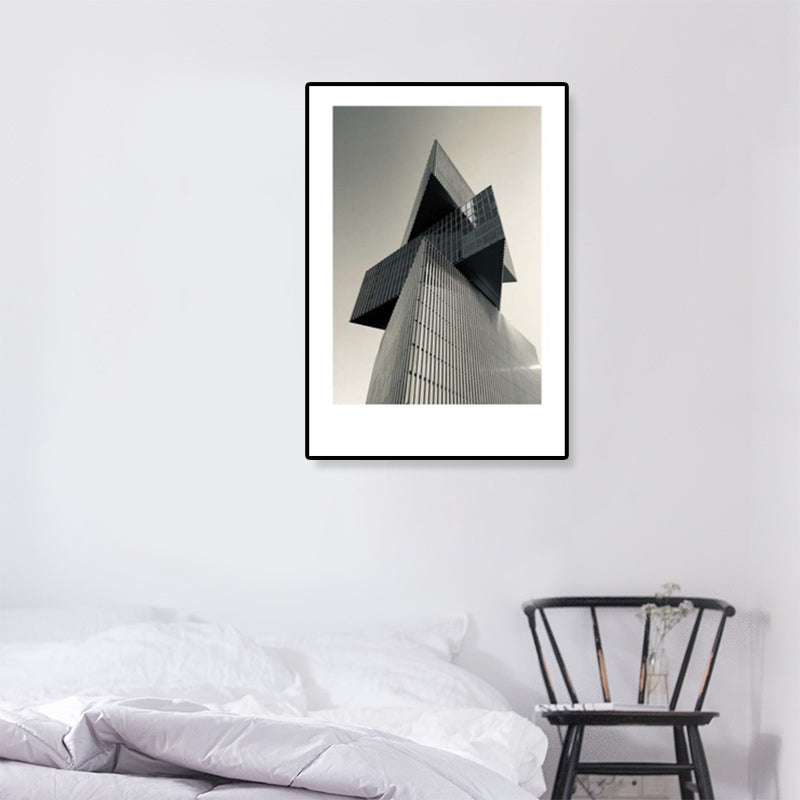 Modern Architecture Wall Art Grey Photo Print Building Canvas for Living Room, Optional Sizes Dark Gray Clearhalo 'Art Gallery' 'Canvas Art' 'Contemporary Art Gallery' 'Modern' Arts' 1808873