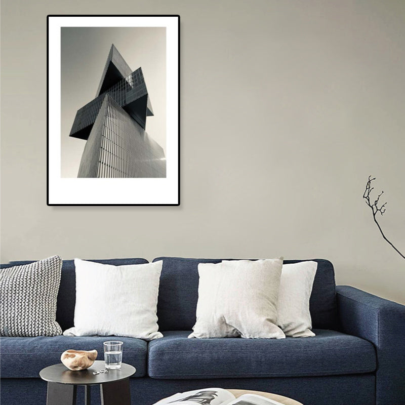 Modern Architecture Wall Art Grey Photo Print Building Canvas for Living Room, Optional Sizes Clearhalo 'Art Gallery' 'Canvas Art' 'Contemporary Art Gallery' 'Modern' Arts' 1808874