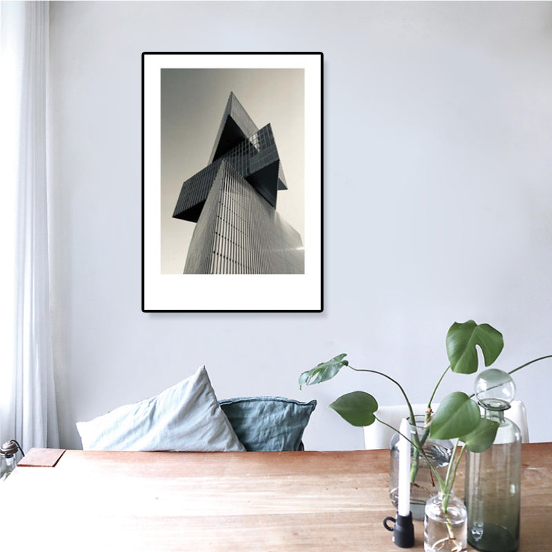 Modern Architecture Wall Art Grey Photo Print Building Canvas for Living Room, Optional Sizes Clearhalo 'Art Gallery' 'Canvas Art' 'Contemporary Art Gallery' 'Modern' Arts' 1808875