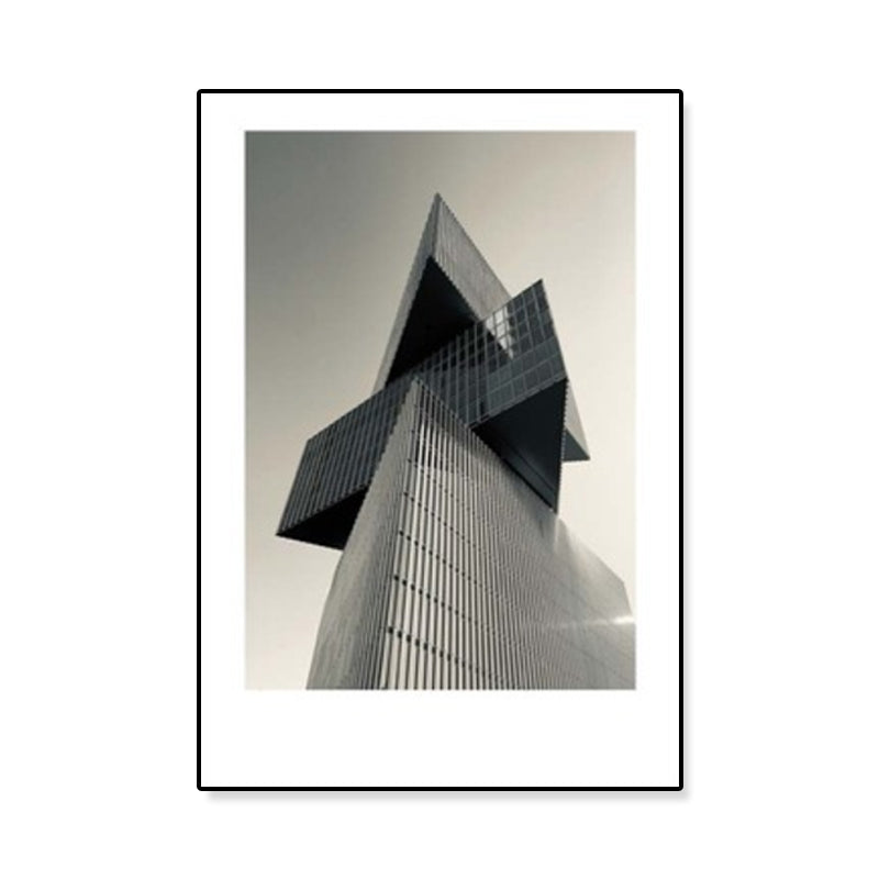 Modern Architecture Wall Art Grey Photo Print Building Canvas for Living Room, Optional Sizes Clearhalo 'Art Gallery' 'Canvas Art' 'Contemporary Art Gallery' 'Modern' Arts' 1808876