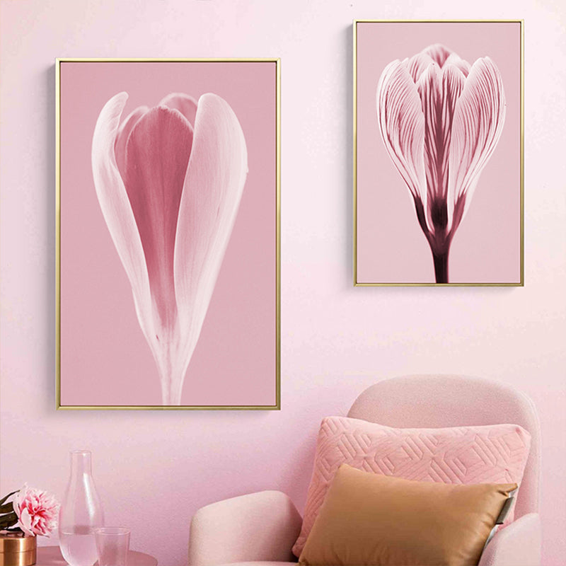 Photographic Print Flowerbud Wall Art Pink Nordic Style Wall Decor for Girls Bedroom Clearhalo 'Arts' 'Canvas Art' 1808955