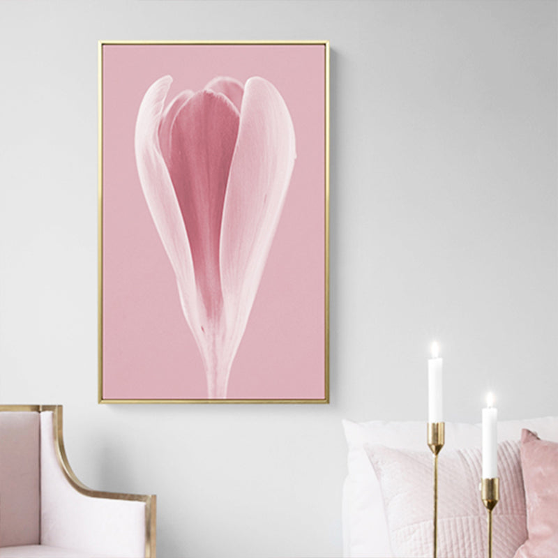 Photographic Print Flowerbud Wall Art Pink Nordic Style Wall Decor for Girls Bedroom Pink Clearhalo 'Arts' 'Canvas Art' 1808956