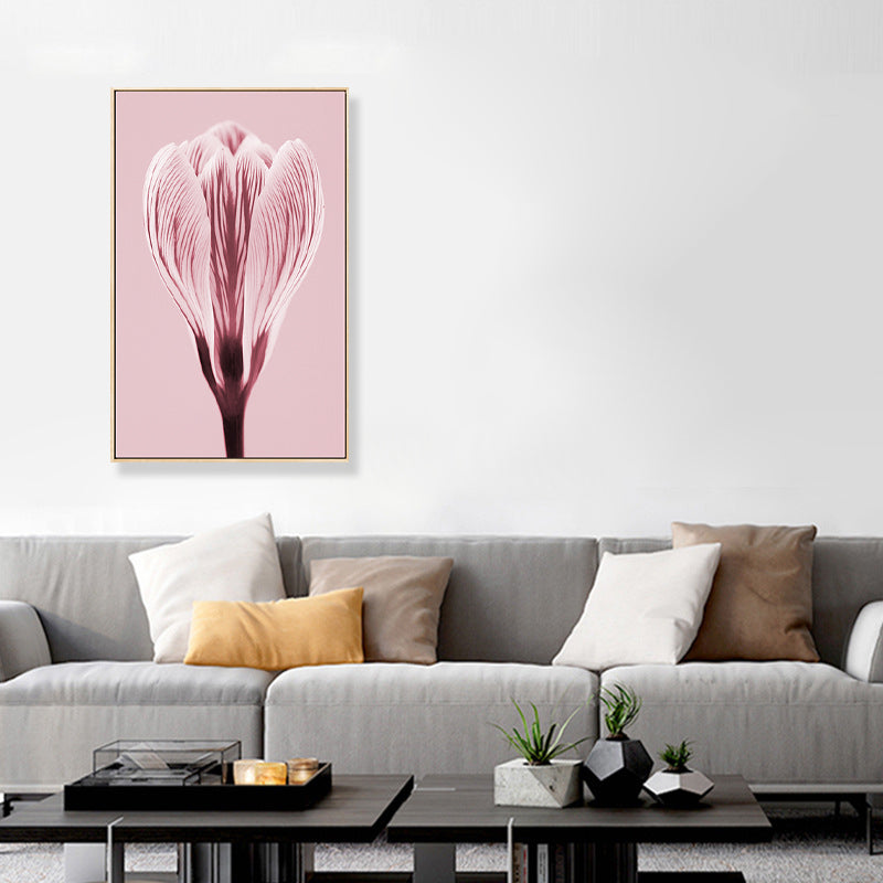 Photographic Print Flowerbud Wall Art Pink Nordic Style Wall Decor for Girls Bedroom Dark Pink Clearhalo 'Arts' 'Canvas Art' 1808962