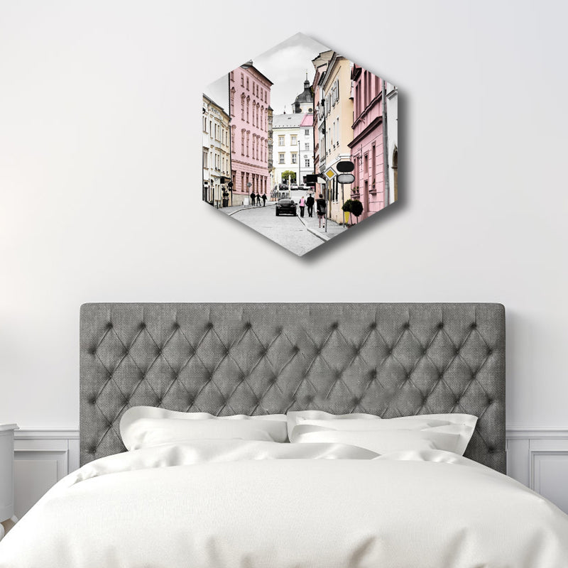 Photo City Architecture Canvas Wall Art Textured Modern Girls Room Painting in Pink Pink Clearhalo 'Art Gallery' 'Canvas Art' 'Contemporary Art Gallery' 'Modern' Arts' 1808986