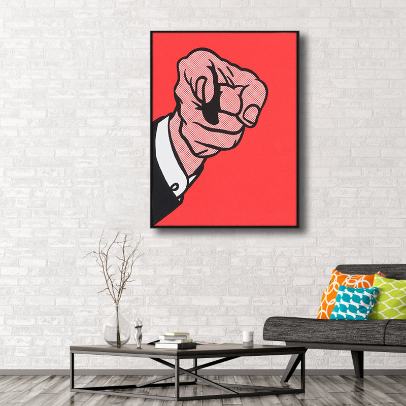 Red Gesture Pattern Canvas Print Figure Pop Art Textured Wall Decor for Dining Room Clearhalo 'Arts' 'Canvas Art' 1809033