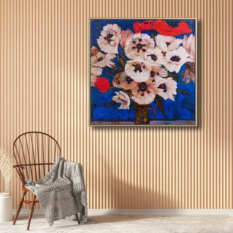 Blooming Flower Vase Canvas Art Impressionism Textured Painting in Dark Color for Room Clearhalo 'Arts' 'Canvas Art' 1809620