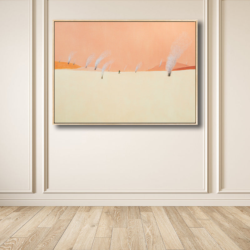 Illustration Wildland Canvas Wall Art Desolated Scenery Painting for Boys Bedroom Orange Clearhalo 'Arts' 'Canvas Art' 1809670