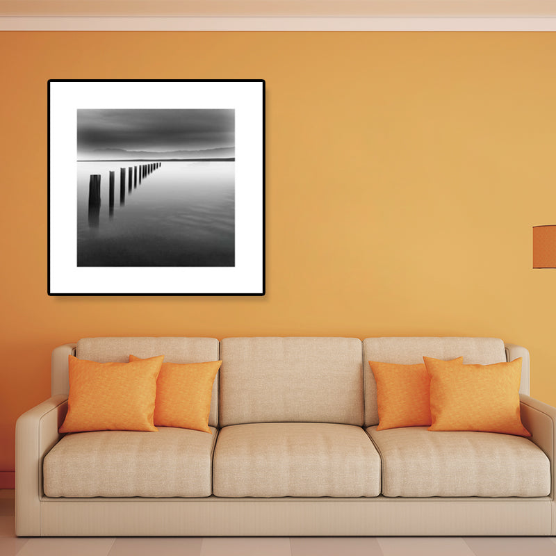 Textured Bridge Wall Art Decor Modern Nostalgic Scenery Canvas Print in Dark Color Clearhalo 'Arts' 'Canvas Art' 1809949