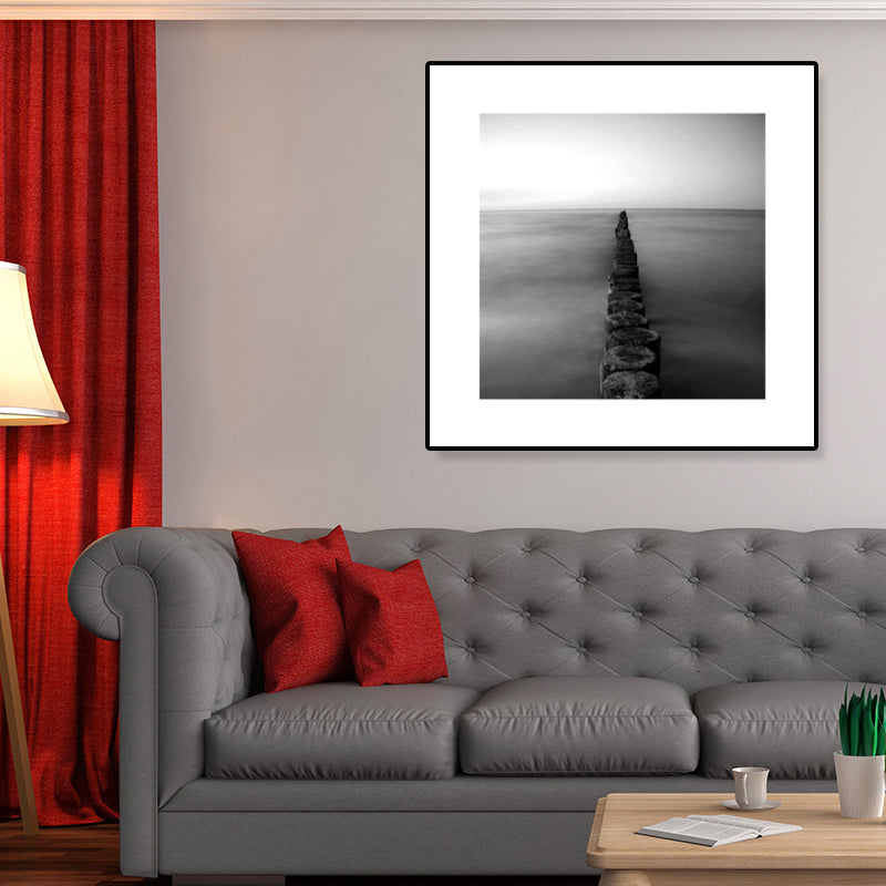 Textured Bridge Wall Art Decor Modern Nostalgic Scenery Canvas Print in Dark Color Clearhalo 'Arts' 'Canvas Art' 1809956