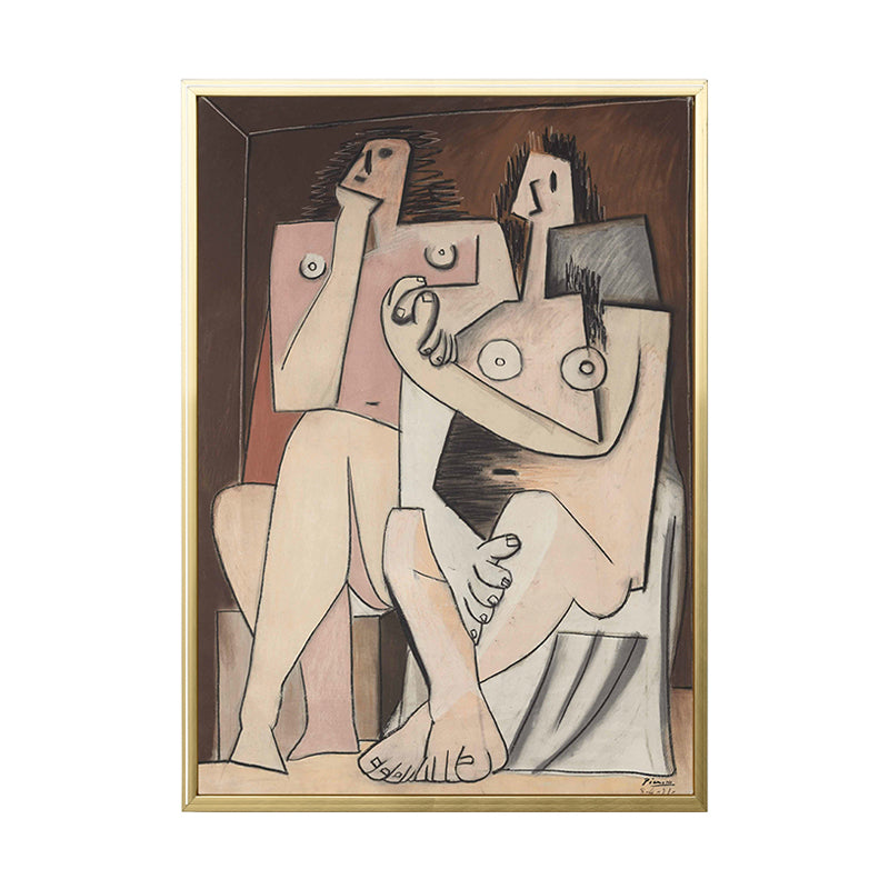 Cubism Picasso Style Figure Painting Brown Textured Canvas Wall Art for Living Room Clearhalo 'Arts' 'Canvas Art' 1810137