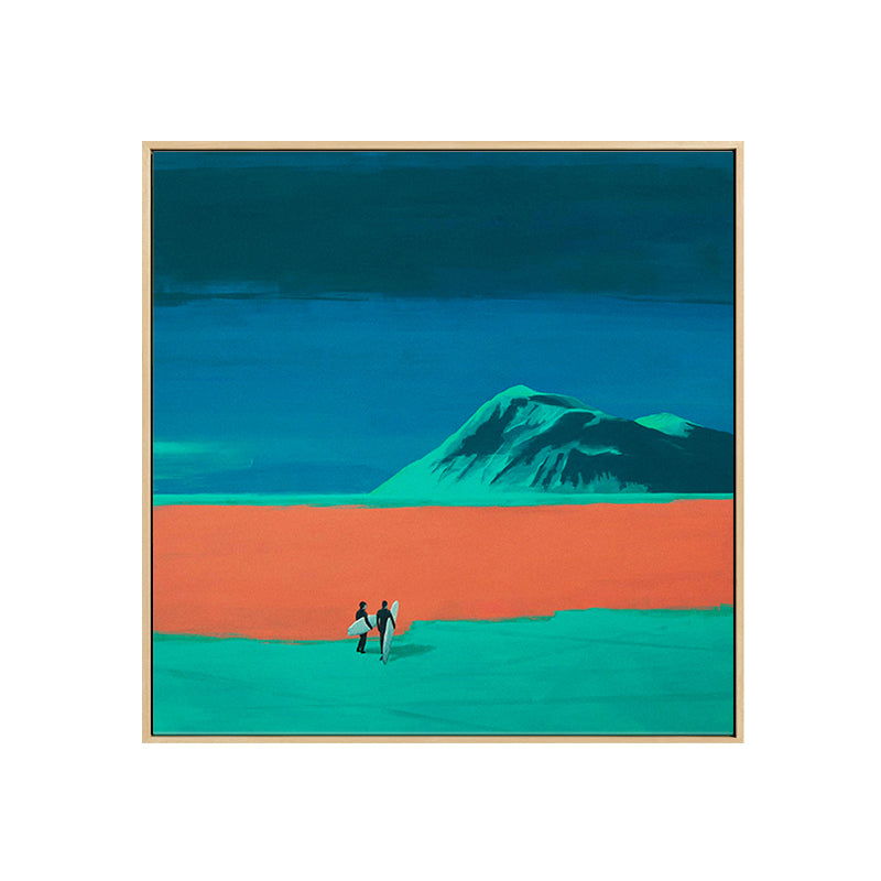 Blue Scenery Canvas Print Go Surfing Pop Art Textured Wall Decor for House Interior Clearhalo 'Arts' 'Canvas Art' 1810273