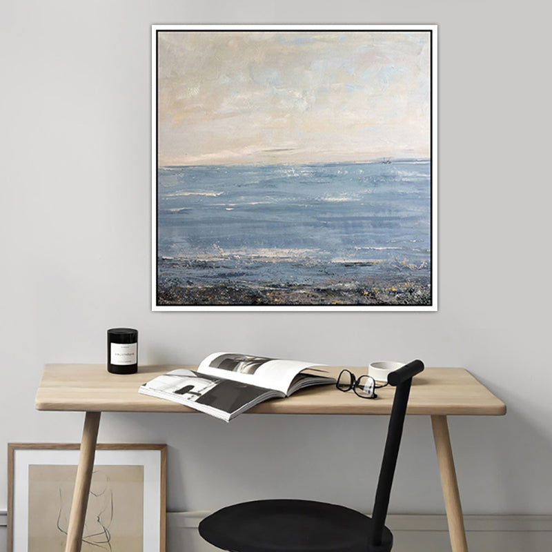 Blue Vast Sea View Canvas Print Paintings Impressionism Textured Wall Decor for Kitchen Blue Clearhalo 'Arts' 'Canvas Art' 1810381